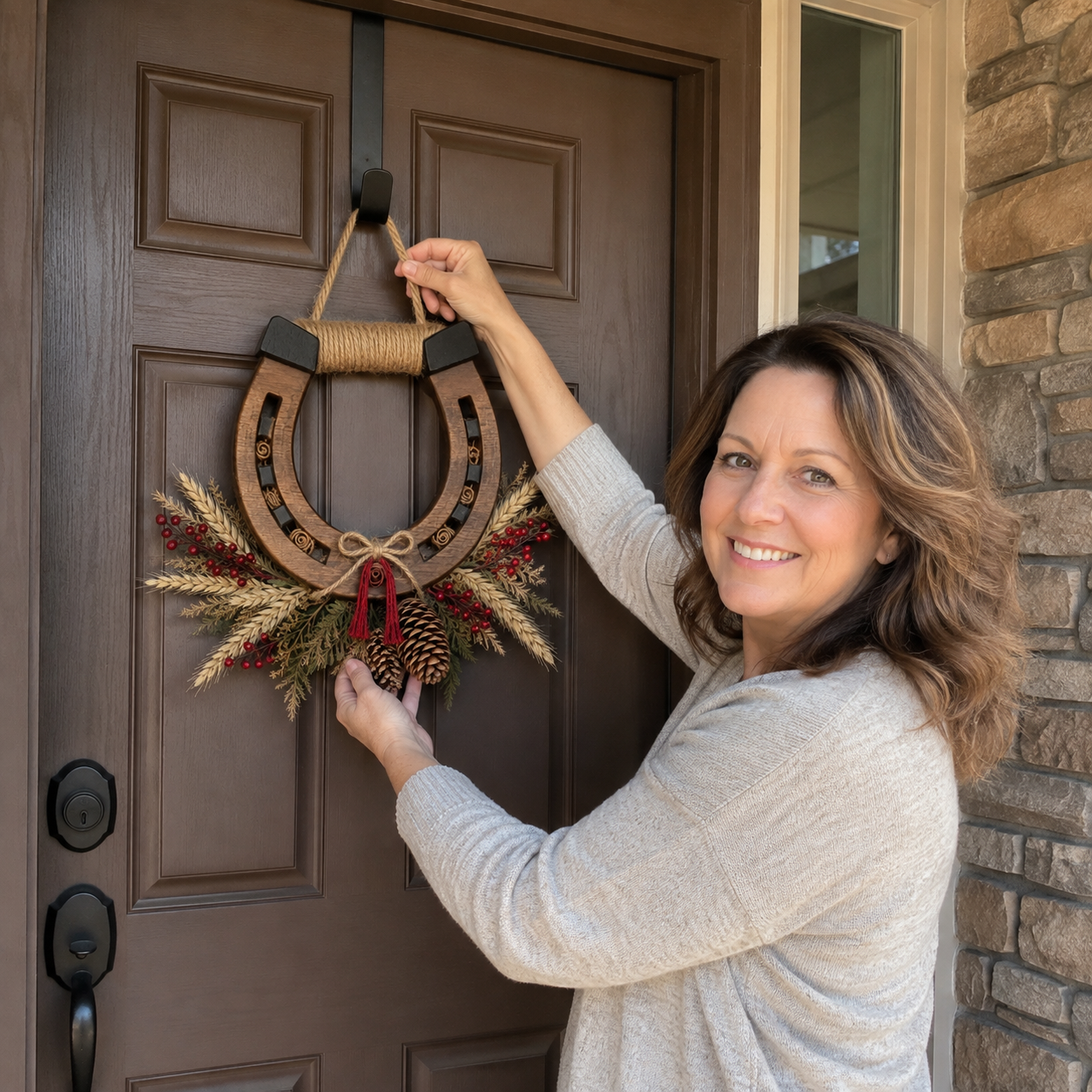 Good Luck Lives Here Horseshoe Wreath