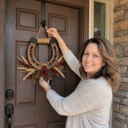Good Luck Lives Here Horseshoe Wreath