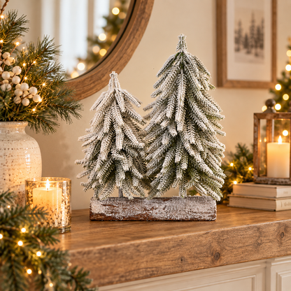 Lighted Snowy Woodland Tabletop Christmas Tree Forest