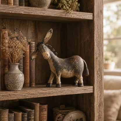🐴 Vintage Donkey Figurine – Rustic Farmhouse Tabletop Decor