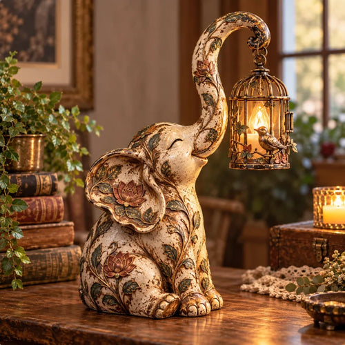 🔥😍Vintage Elephant Light – Boho Floral Decor with a Warm Cozy Glow