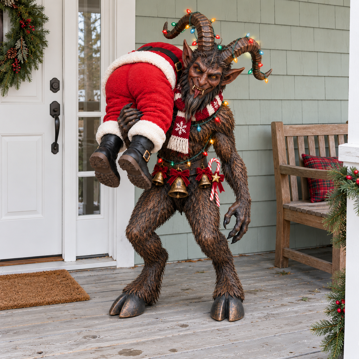😈 No Santa, No Christmas! – Lighted Krampus Porch Decor 🎄