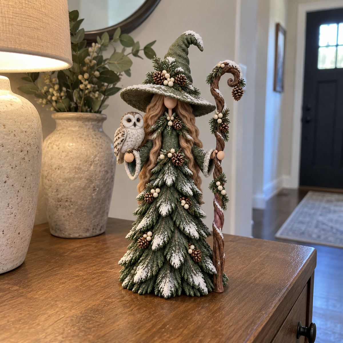 Whimsical Christmas Witch Resin Figurine Collection