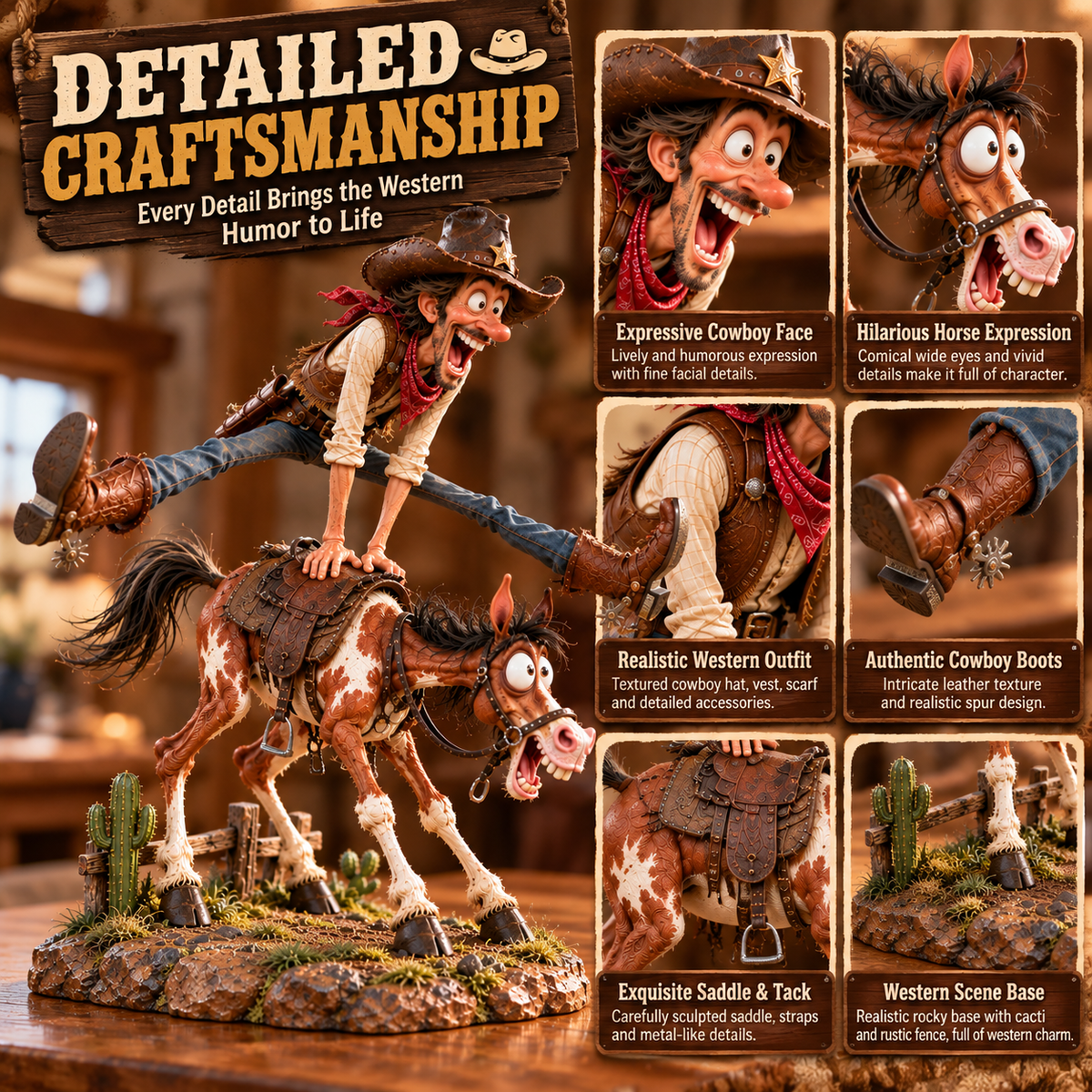 🤠Hold My Hat! – Fun Wild West Figurine🐴
