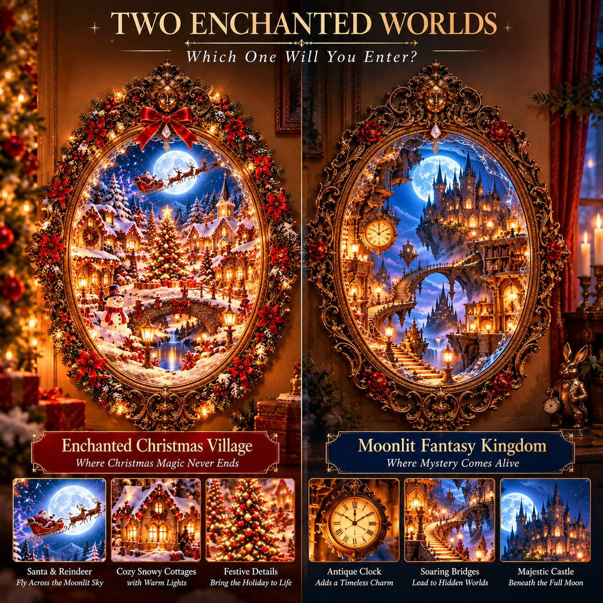 ✨Enchanted Christmas Village™ – Magical Lighted Christmas Wall Art