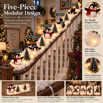 Penguin Christmas Stair Snow Decor
