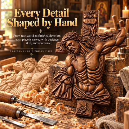 Faith & Grace™ Hand-Carved Wooden Crucifix – Jesus Christ Wall Cross