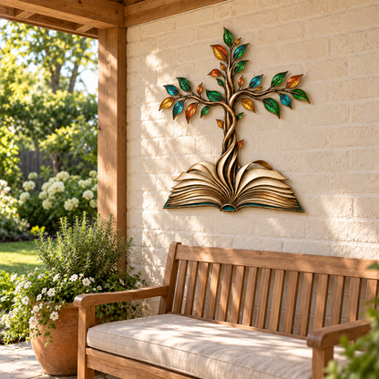 ✝️📖Rooted in Grace – Book & Cross Tree Metal Wall Art