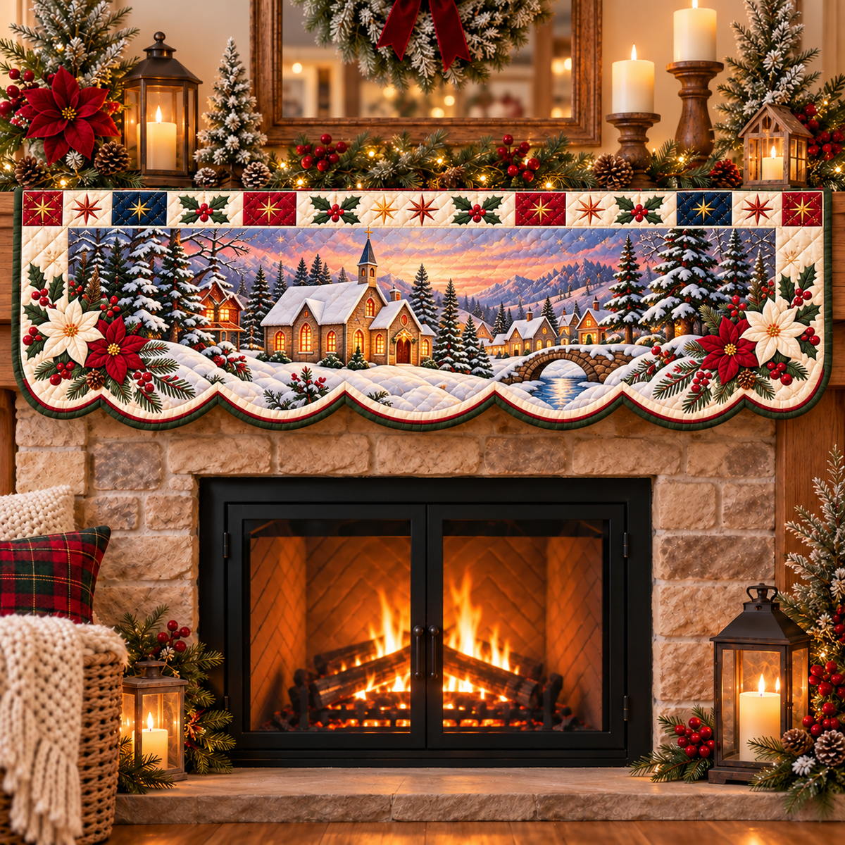 ✨✝️Christmas Blessings – Quilted Mantel Scarf Collection