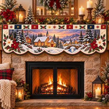 ✨✝️Christmas Blessings – Quilted Mantel Scarf Collection