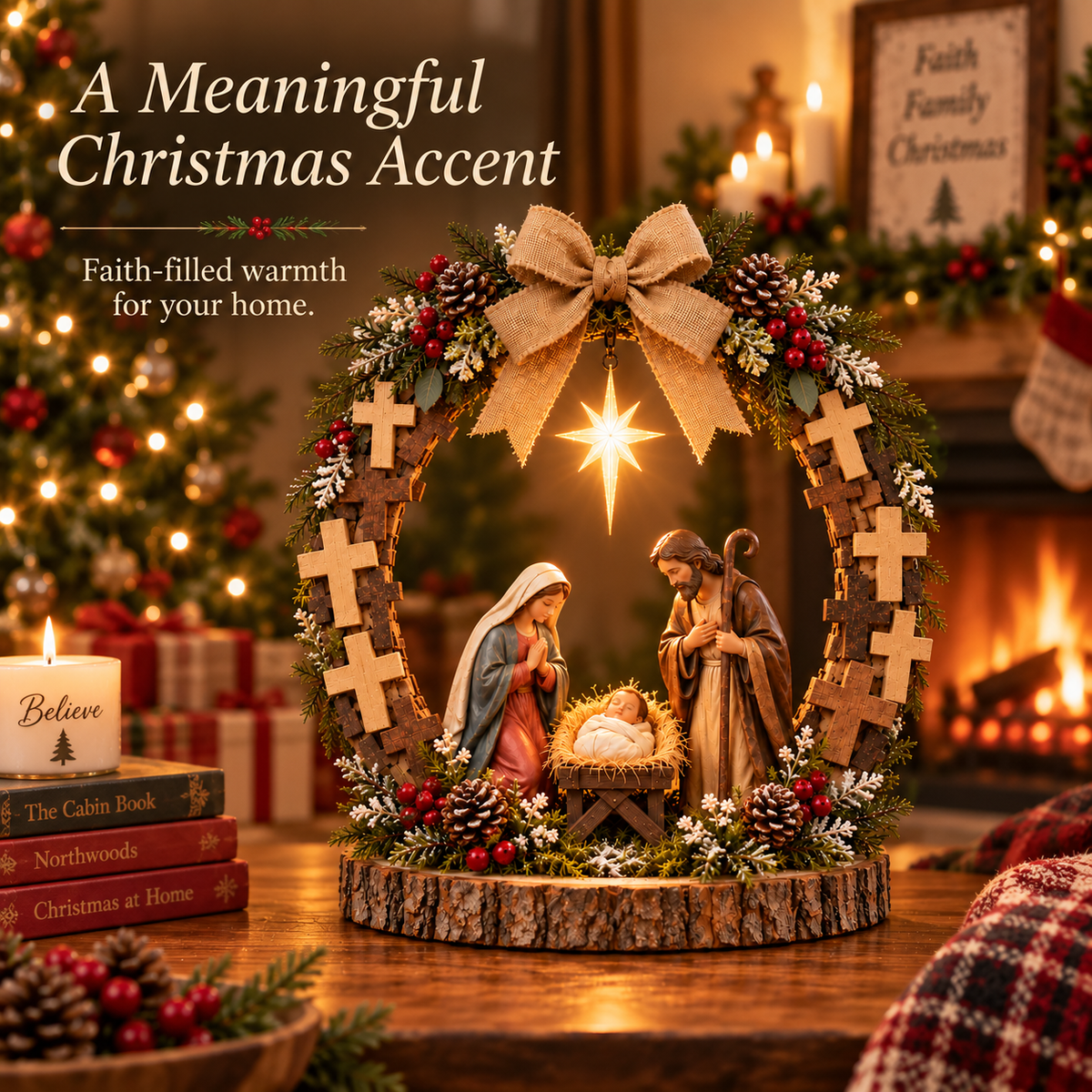 🔥✝️Bethlehem’s Guiding Star | Lighted Nativity Tabletop Decor