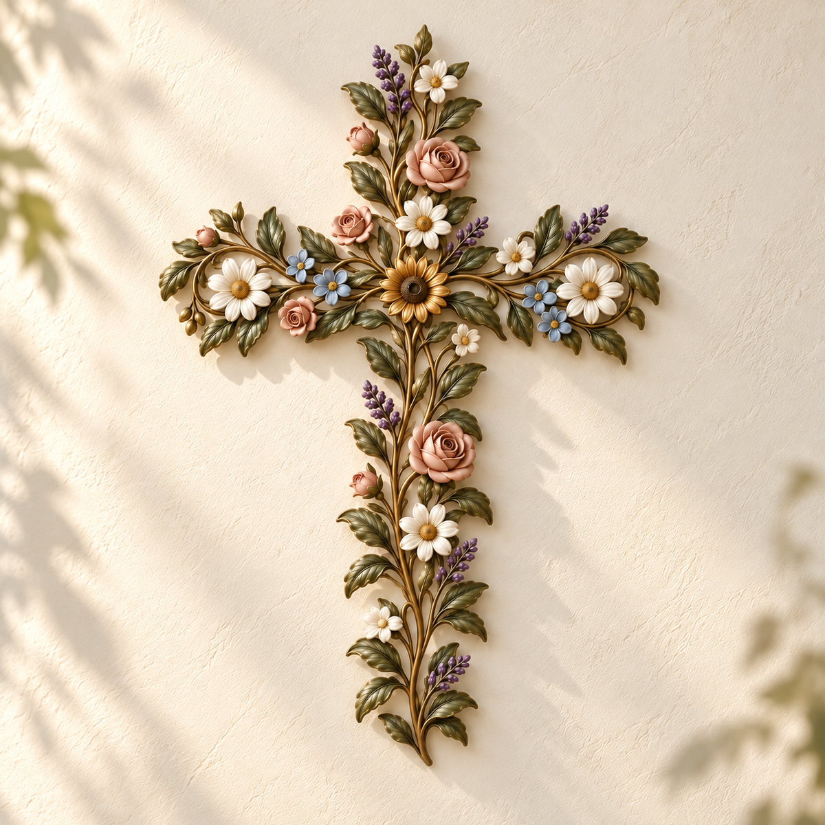 ✝️ Faith in Bloom — Floral Cross Wall Decor