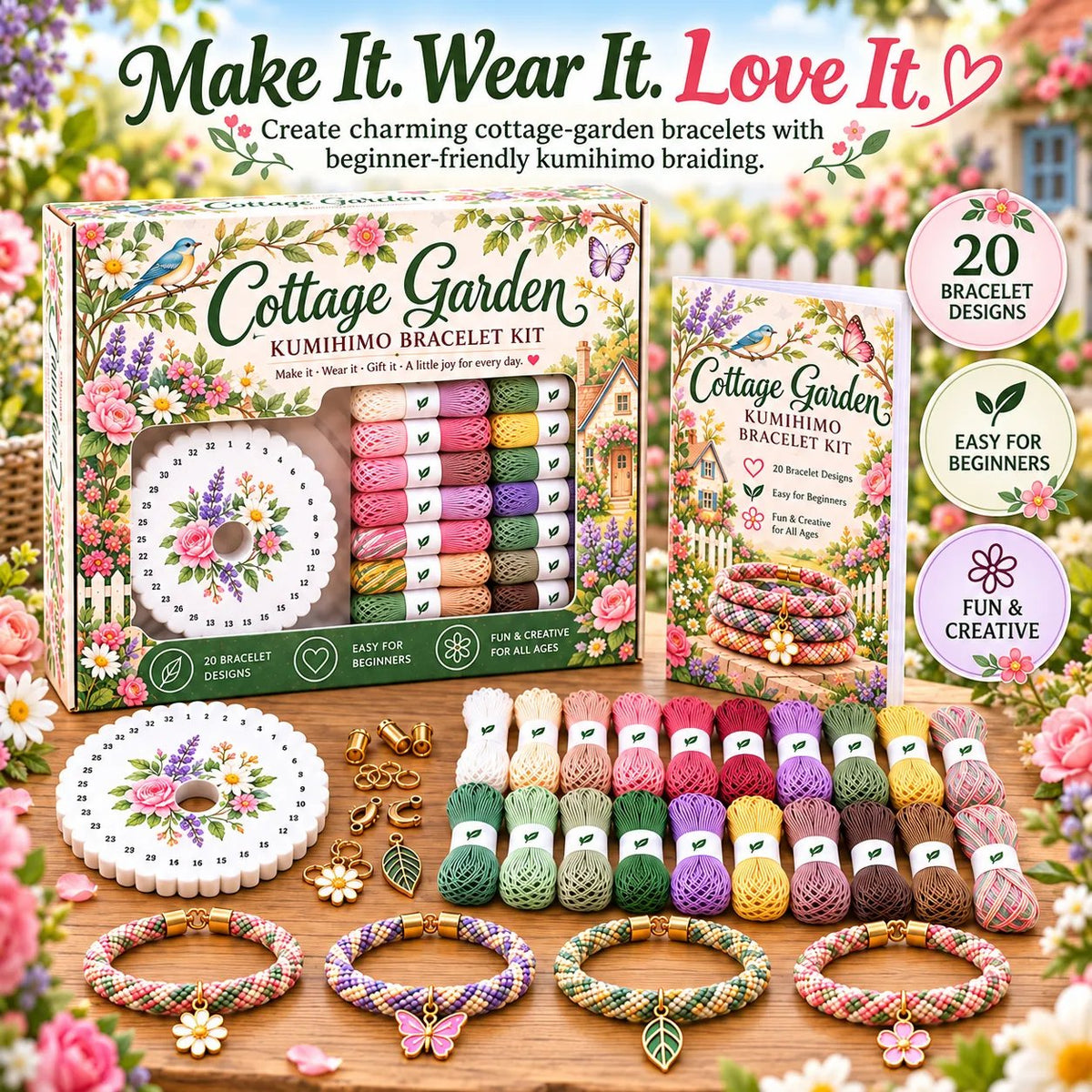 🌸Cottage Bloom Bracelet-Making Kit – ✨Beginner DIY Friendship Bracelet Craft Set
