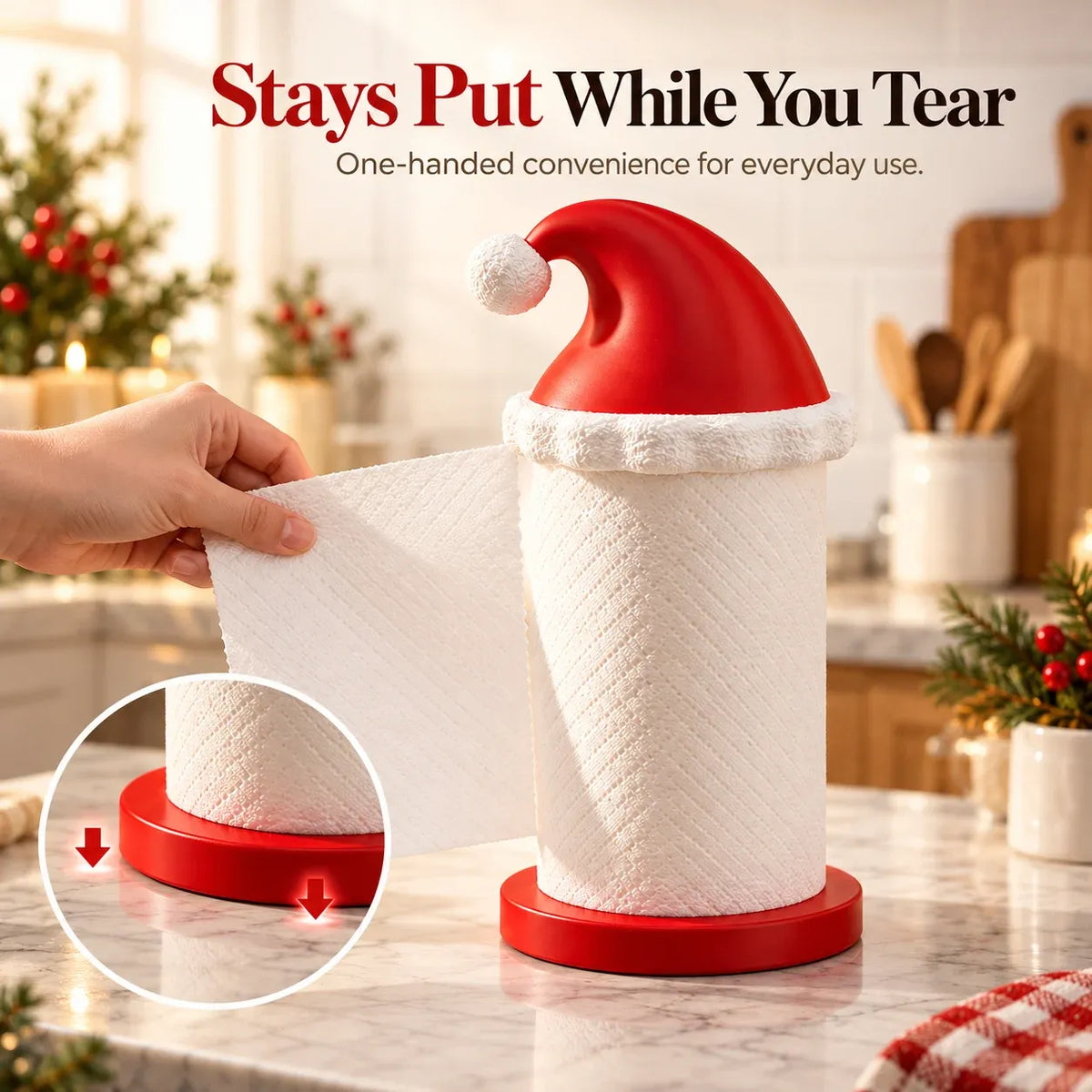 🎅 Santa Hat Paper Towel Holder