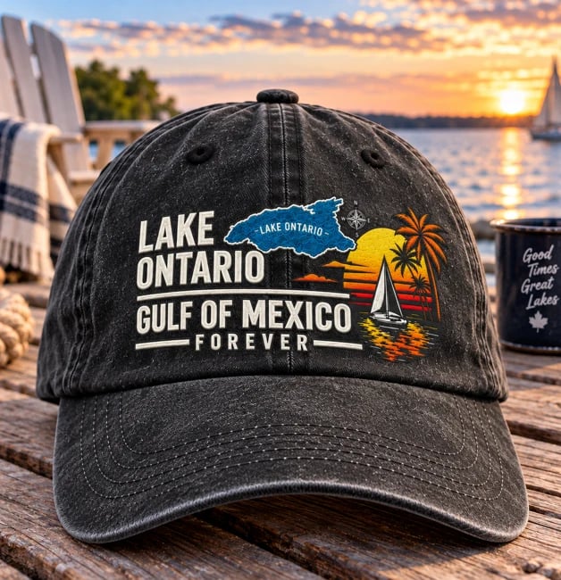 🔥LAST DAY 49% OFF - 🍁🌊Lake Ontario & Gulf Forever Vintage Embroidered Cap (🧢100% Cotton)