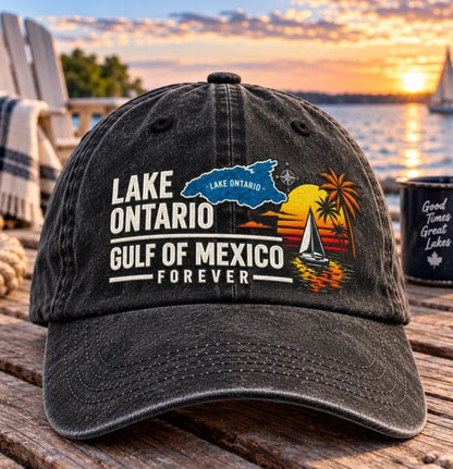 🔥LAST DAY 49% OFF - 🍁🌊Lake Ontario & Gulf Forever Vintage Embroidered Cap (🧢100% Cotton)