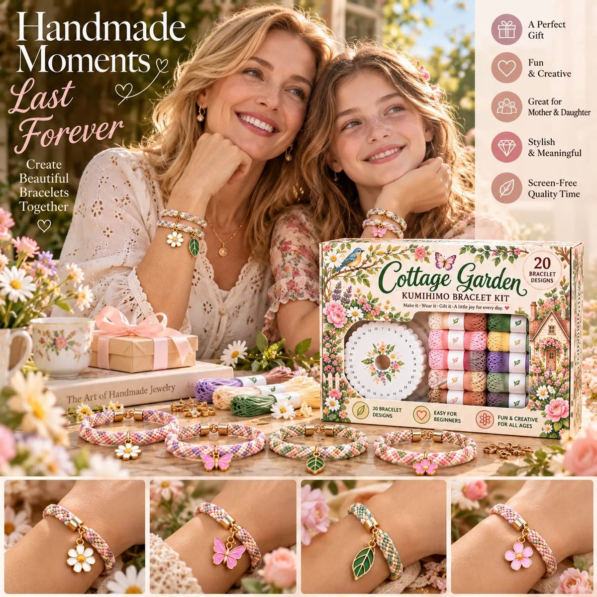 🌸Cottage Bloom Bracelet-Making Kit – ✨Beginner DIY Friendship Bracelet Craft Set