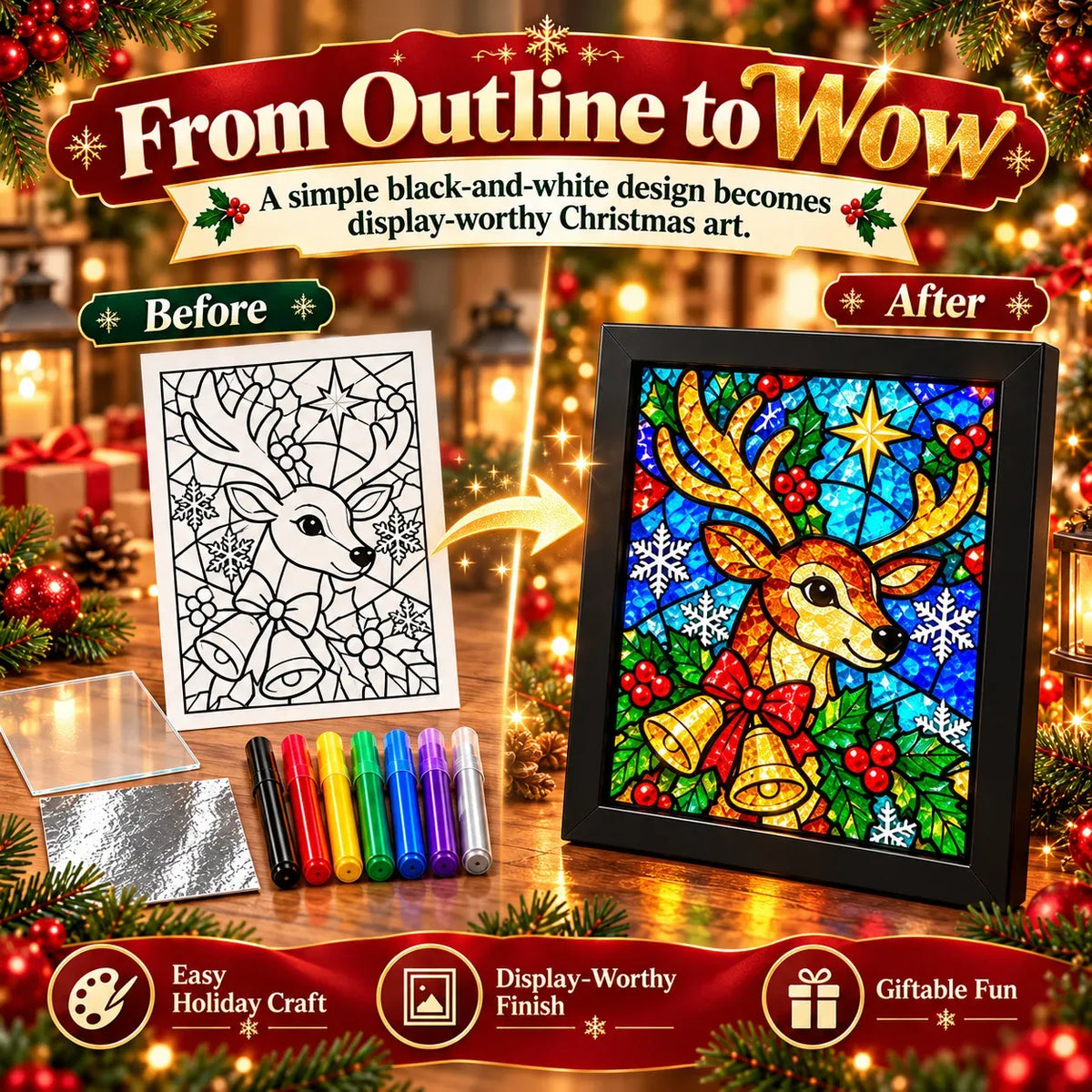 🔥😍Make Your Own Holiday Window Art | Festive DIY Frame Craft Kit