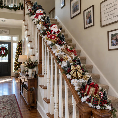 🔥😍Festive Sleigh Stairway Accent – Lighted Holiday Banister Decor🎅