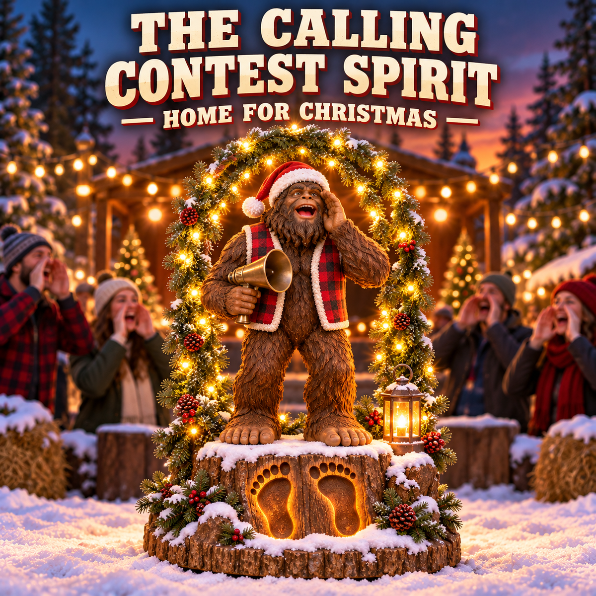Bigfoot Christmas display presented as a gift for a Bigfoot believer