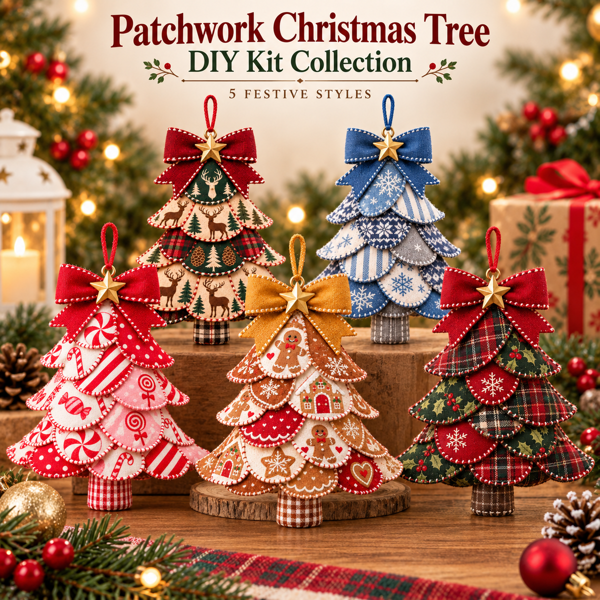 2027 Nestmiro® Patchwork Christmas Tree DIY Kit – 5 Festive Holiday Designs