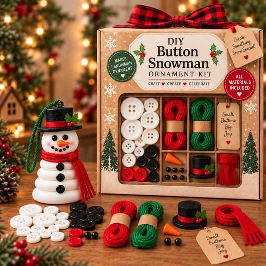 ☃️DIY Button Snowman Ornament Kit-💕Step-by-Step Guide Included