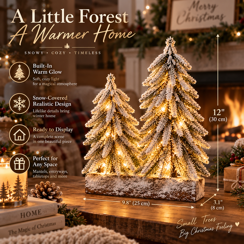 Lighted Snowy Woodland Tabletop Christmas Tree Forest