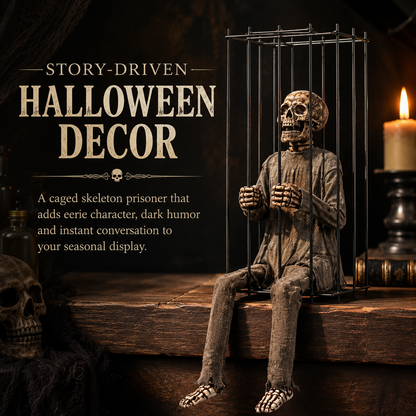 💀The Forgotten Prisoner Caged Skeleton Shelf Sitter
