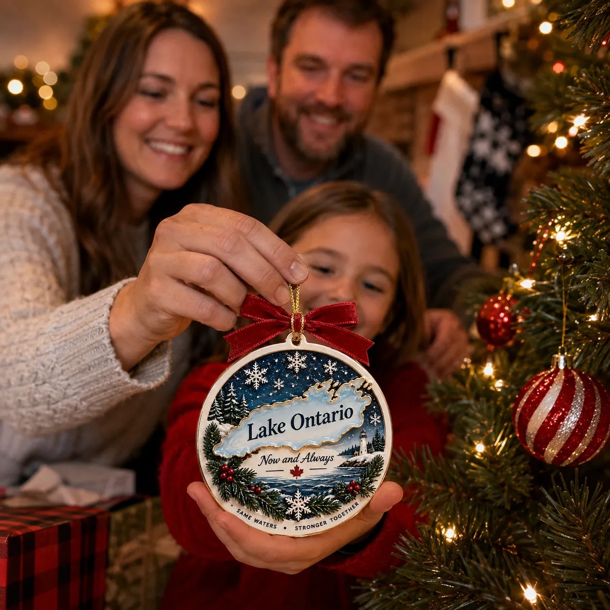Family hanging Lake Ontario ornament