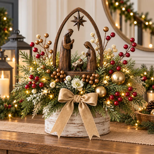 🌸Candlelit Christmas Nativity Centerpiece
