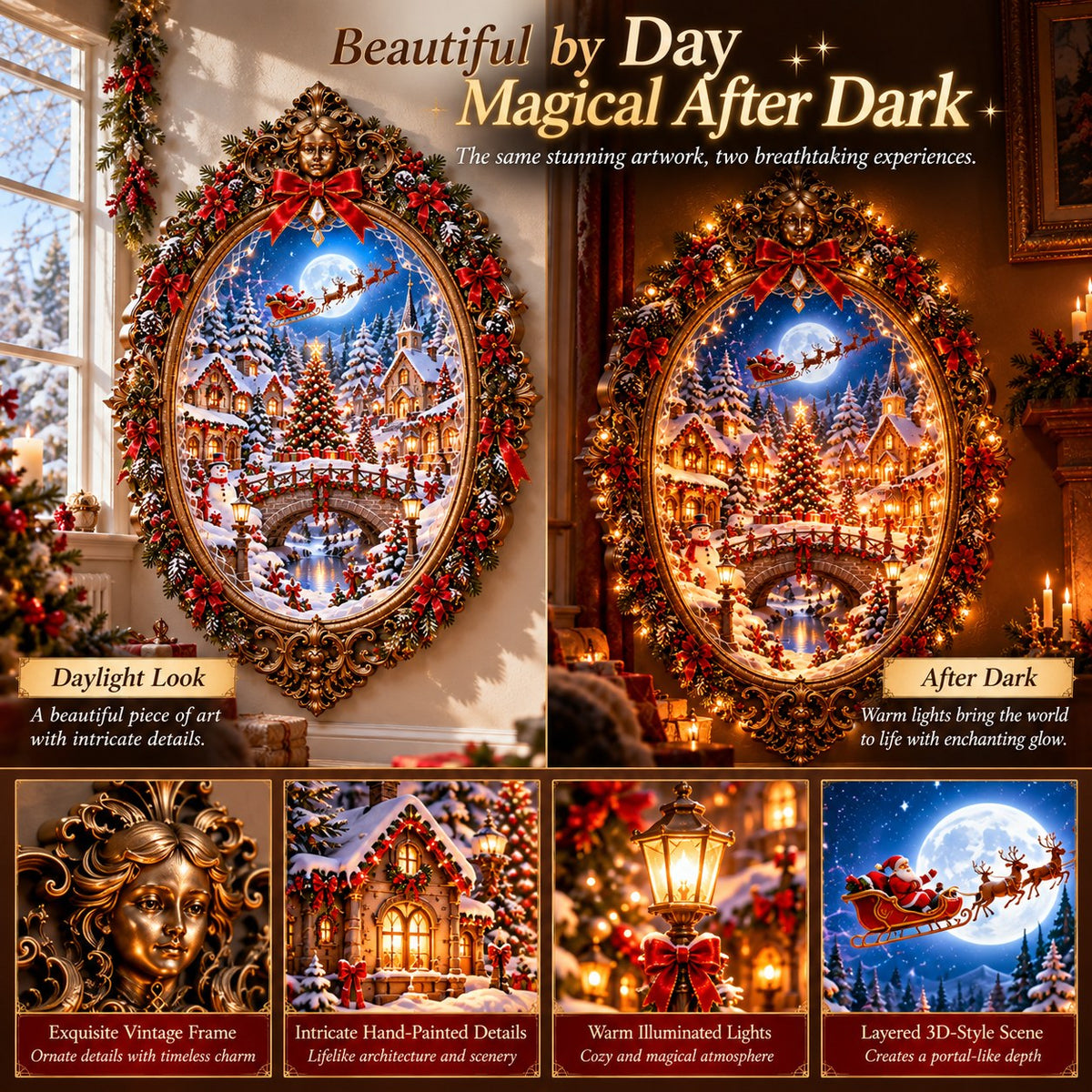 ✨Enchanted Christmas Village™ – Magical Lighted Christmas Wall Art