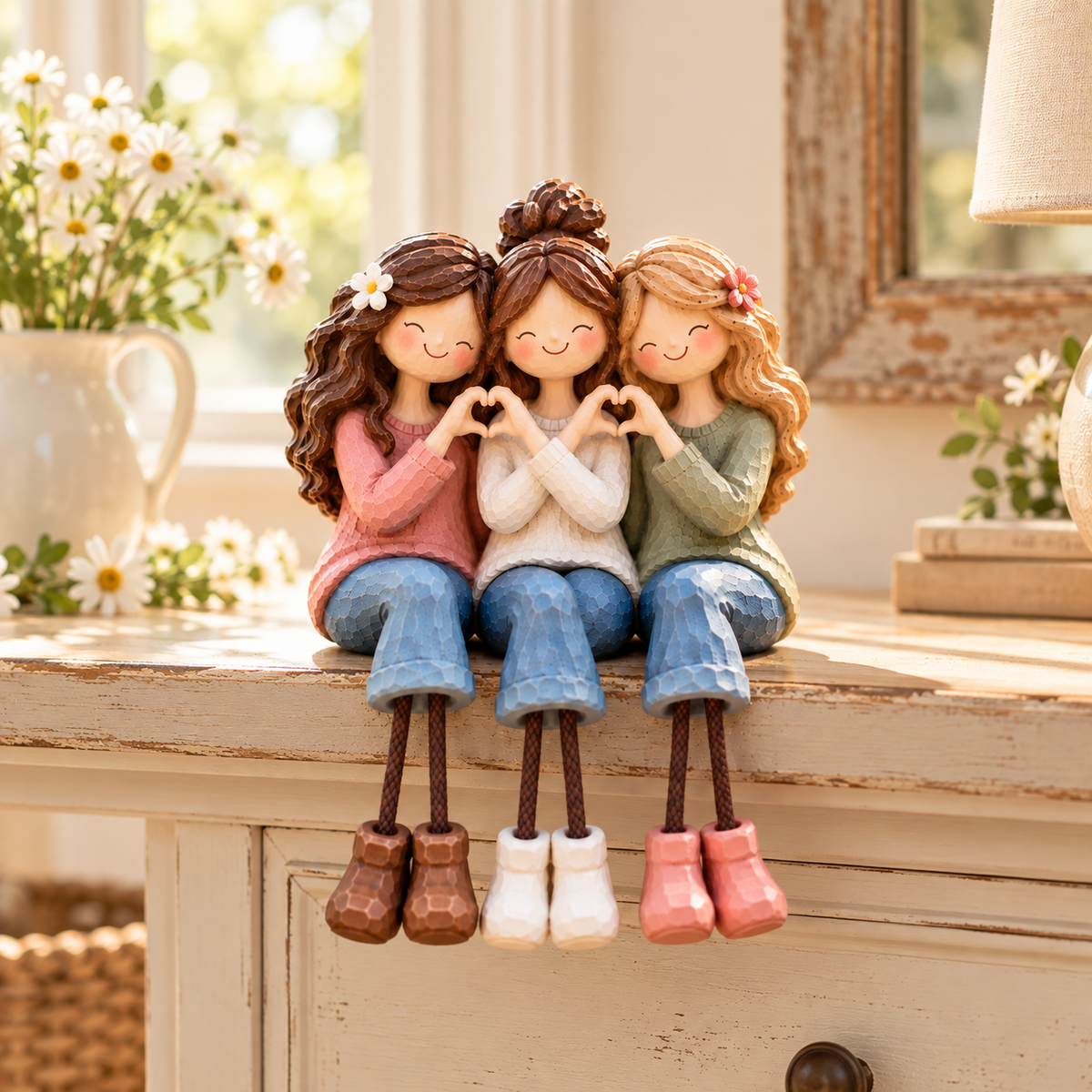 ❤️Forever Together – Three Friends Heart Figurine