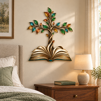 ✝️📖Rooted in Grace – Book & Cross Tree Metal Wall Art