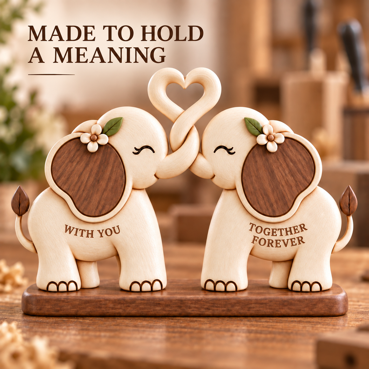 🐘💝Together Forever Wooden Elephant Keepsake – A Meaningful Gift for Someone Special