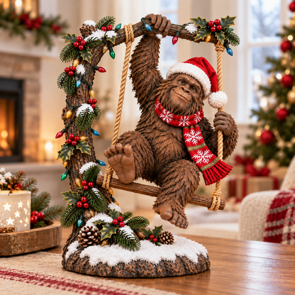 🎄👣 Merry Forest Mischief – Lighted Christmas Sasquatch Figurine ✨