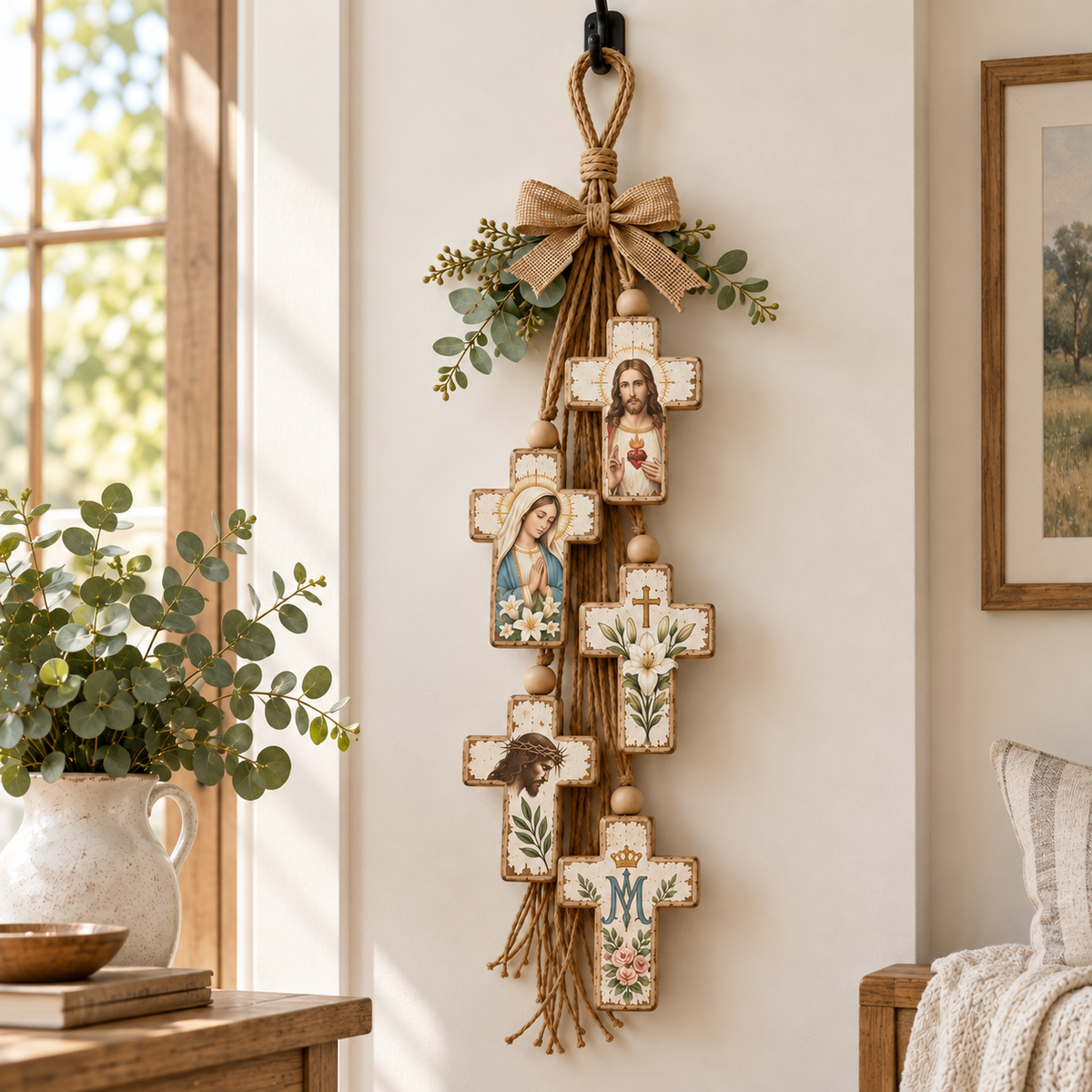✝️Faith & Grace Rustic Cross Wall Hanging