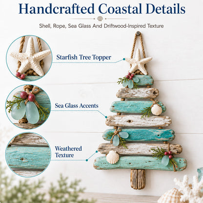 🔥😍Coastal Holiday Tree – Glowing Beach House Wall Decor🌊🎄