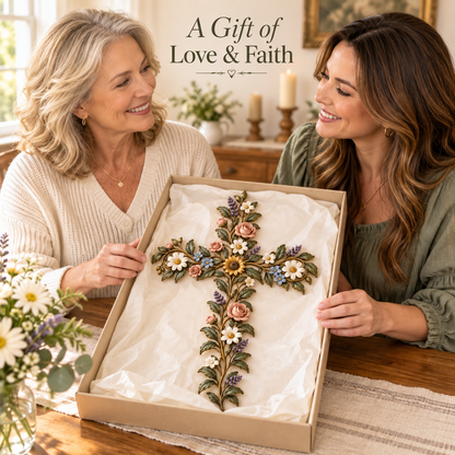 ✝️ Faith in Bloom — Floral Cross Wall Decor