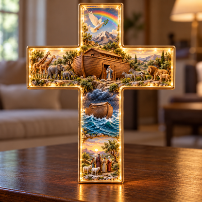✝️Noah’s Ark Lighted Story Cross – A Beautiful Reminder of Faith & Hope