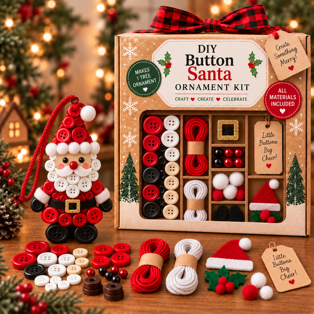 🧘Relaxing & Beginner-Friendly- ☃️DIY Button Snowman Ornament Kit(💕Step-by-Step Guide Included)