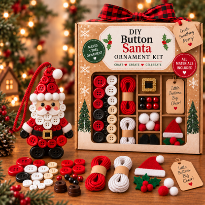🧘Relaxing & Beginner-Friendly- ☃️DIY Button Snowman Ornament Kit(💕Step-by-Step Guide Included)