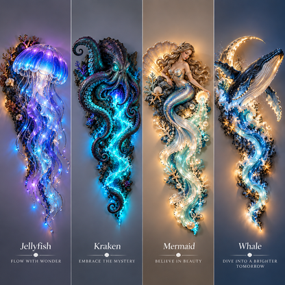 🔥LAST DAY 49% OFF🌊✨2027Nestmiro® Enchanted Ocean Legends™ Lighted Wall Décor Collection 🐋🧜‍♀️