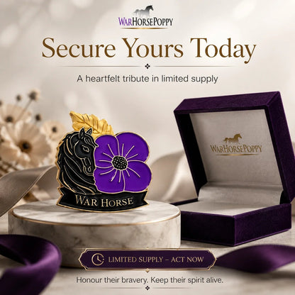 🎁 2027 Fellime®Limited Edition War Horse Purple Poppy 111th Anniversary Remembrance Brooch