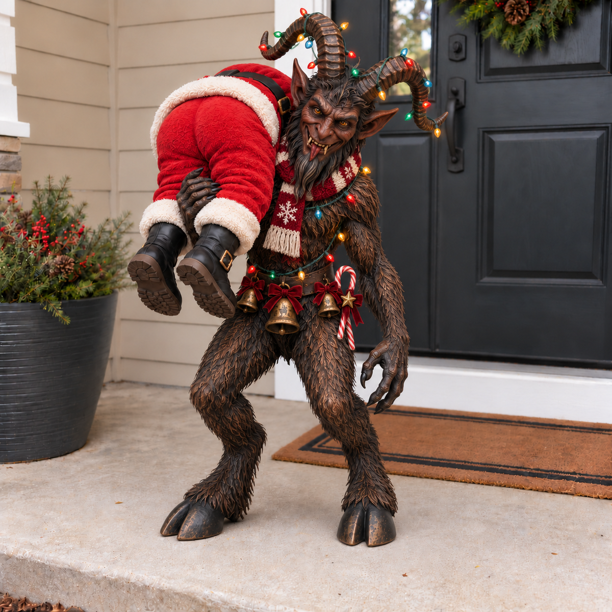 😈 No Santa, No Christmas! – Lighted Krampus Porch Decor 🎄