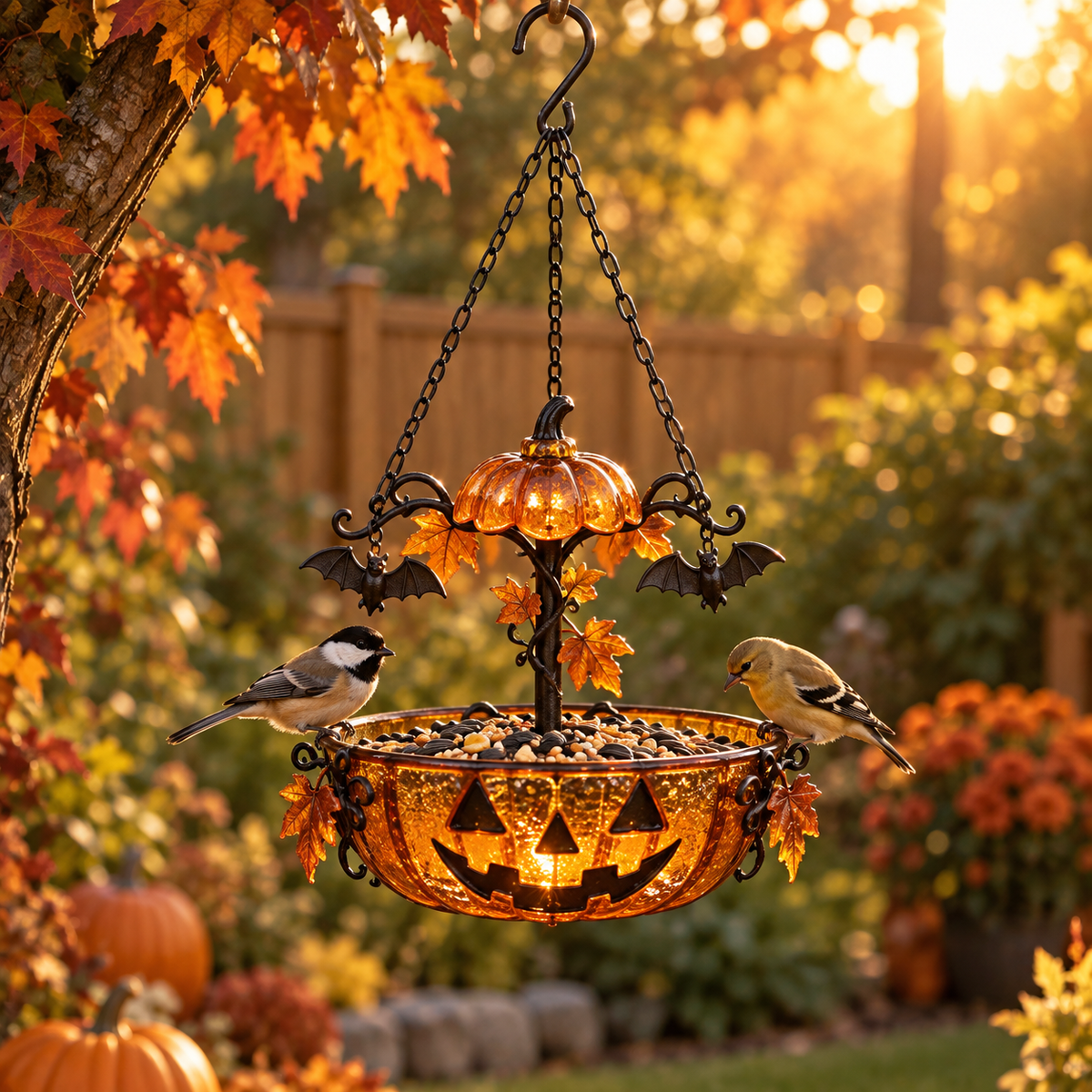Halloween Solar Cascade Hanging Bird Bath Fountain
