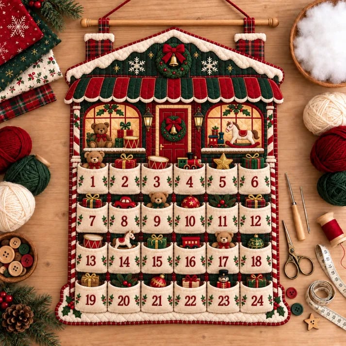 🎄DIY Christmas Advent Calendar – 24-Pocket Wall Hanging | 5 Designs