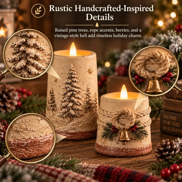 🔥😍Winterglow Christmas Candles – Snowy Pine & Rustic Bell Collection