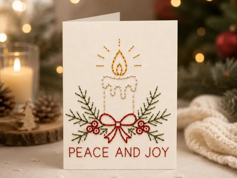 🌲 Christmas Hand Embroidery Card DIY Kit | Stitch Your Way Into the Christmas Spirit ✨ 🎁