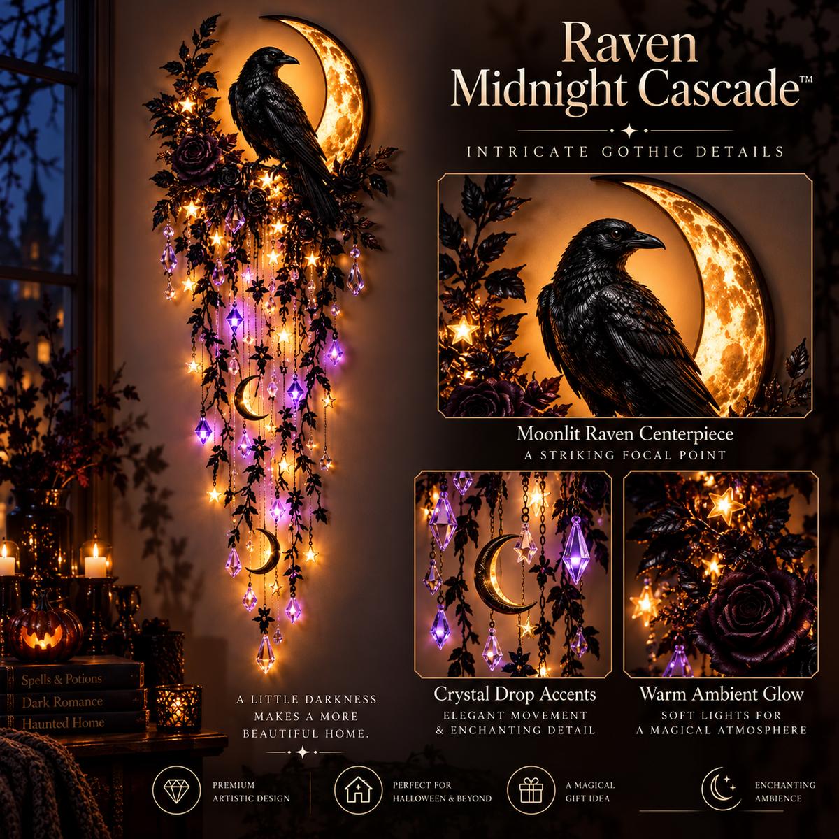 Nestmiro®✨ Enchanted Halloween Cascade Lights | Gothic Hanging Wall Decor – 5 Styles
