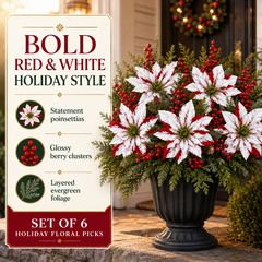 🌺Christmas Poinsettia Planter Inserts-☀️Won’t Fade In Sunlight💧Zero Watering Ever Needed🌸Looks Real Up Close